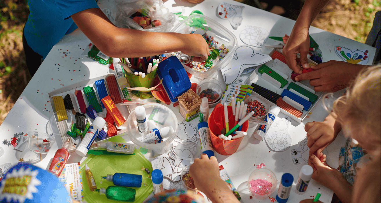 Creative Arts at camp kids crafting